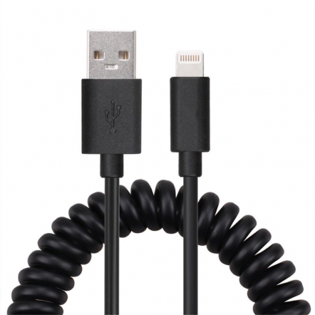 Lightning spiraalkabel 1 meter zwart