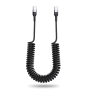 Gekrulde USB-C naar USB-C kabel - 1 meter - zwart