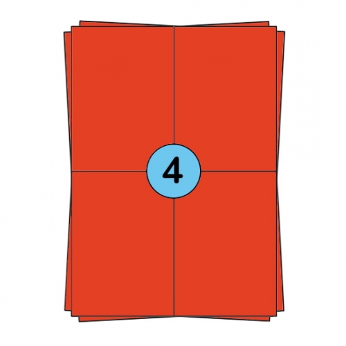 A4 sheet labels 104 x 148 mm, red, 400 labels