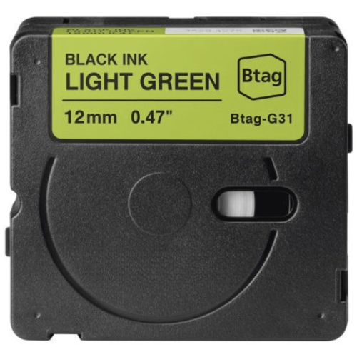 Brother Btag-G31 compatible label tape black on light green 12mm