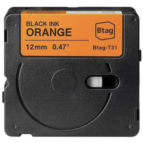 Brother Btag-T31 compatible label tape black on orange 12mm