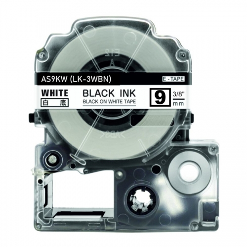 Epson LK-3WBN compatible labeltape, black on white, 9mm x 8m