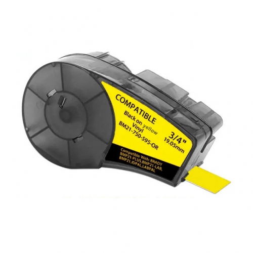 Brady M21-750-595-YL compatible labeltape, black on yellow, 19,1mm x 6,4m
